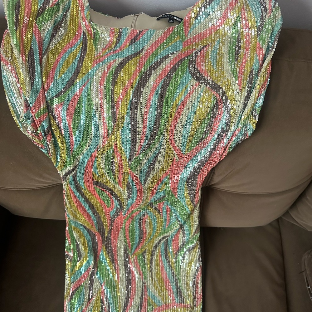 Fashion Nova Multicolor Sequin Mini Dress